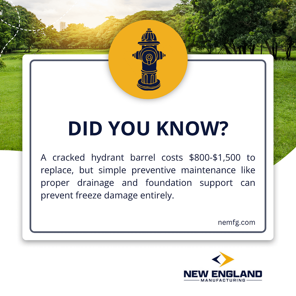  Fire hydrant maintenance infographic showing cost savings of preventive maintenance versus barrel replacement