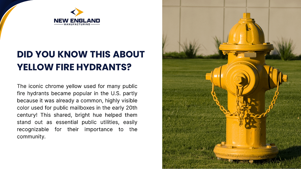 Yellow fire hydrant on a sidewalk with grass, representing the evolution from early 'fire plugs' to modern hydrants
