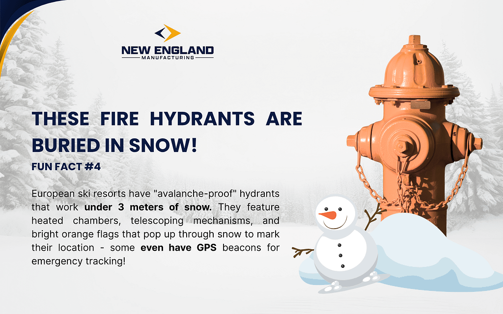 Orange European fire hydrant with avalanche-proof design for ski resorts under snow