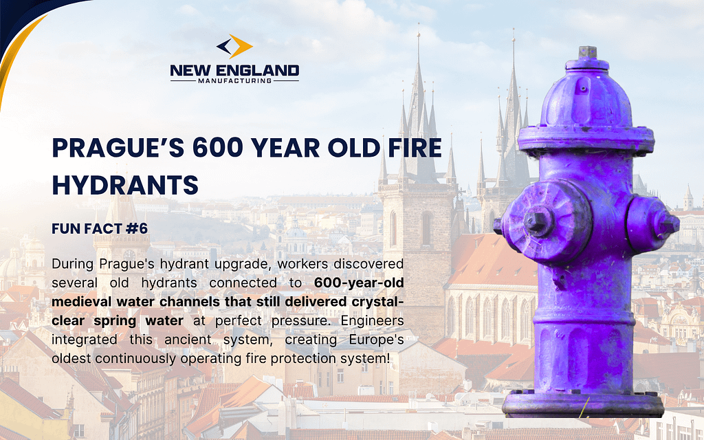 Purple European fire hydrant in Prague connected to 600-year-old medieval water system